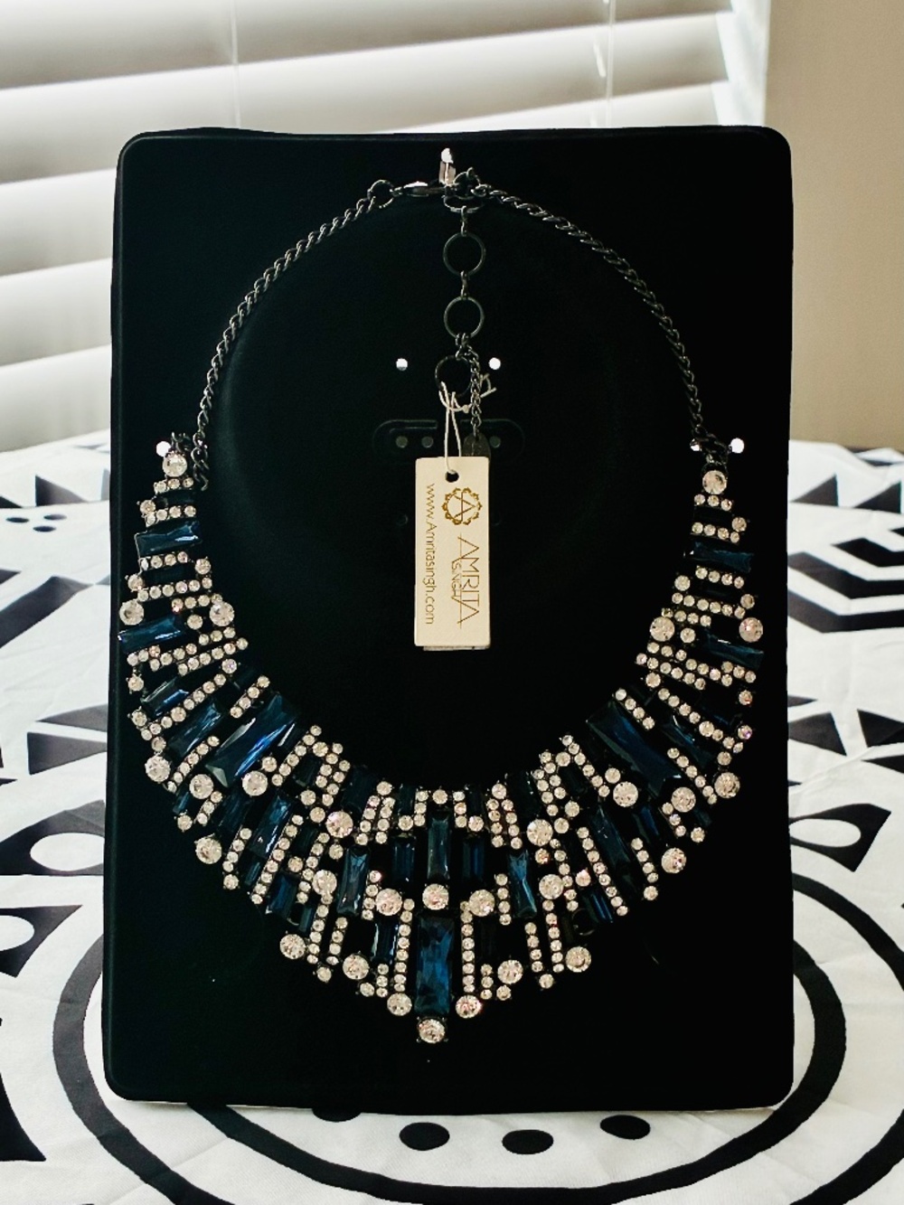 Amrita Singh Blue Austrian Crystal Victorian Statement Necklace ~ NWT/ NIB